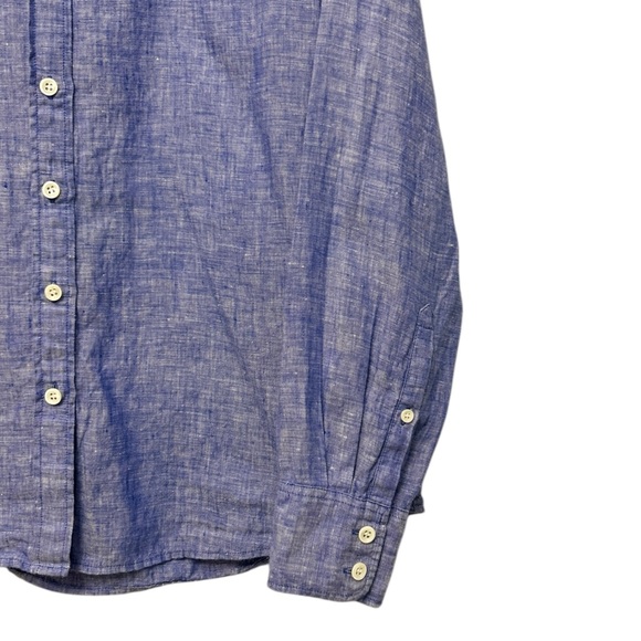 J. Crew Perfect Linen Button Up Shirt Women’s 8 Blue Periwinkle Long Sleeve - Picture 7 of 7
